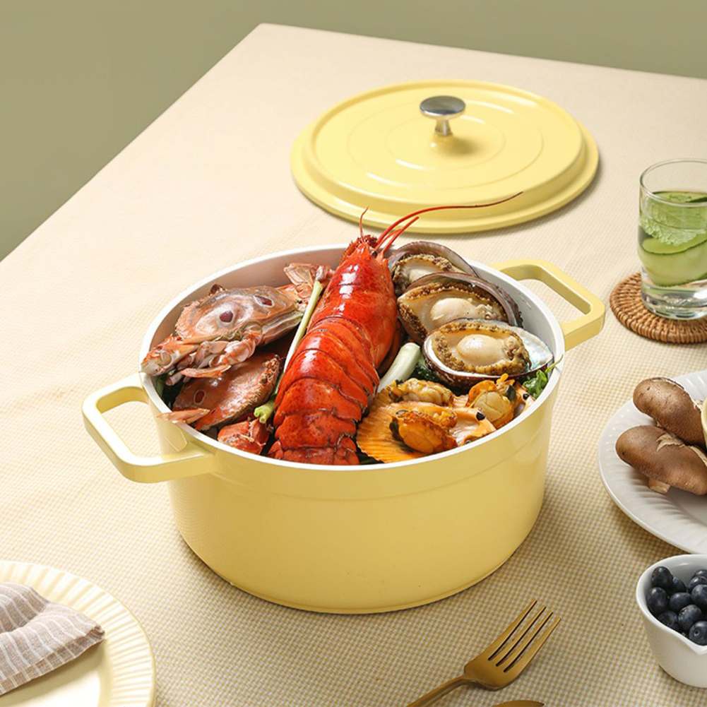 Enameled Cast Aluminum Dutch Oven with Lid Non-Stick Heavy Duty Stock Pot Dutch Oven Pot Multifunctional Cookware