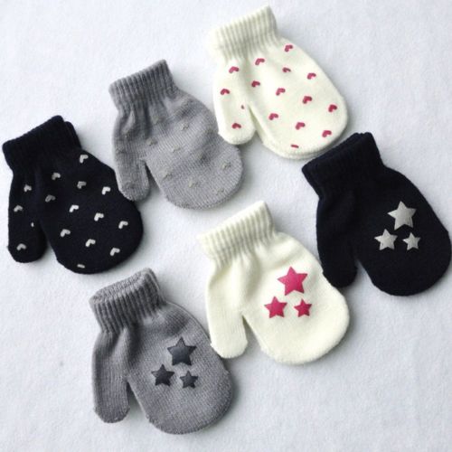 unisex Del bambino Del bambino Della Ragazza del Ragazzo Magia Lavorato A Maglia Guanti 1coppia Inverno Caldo di Stirata Morbido per Bambini stella Del Cuore di Amore del Cotone Accessori