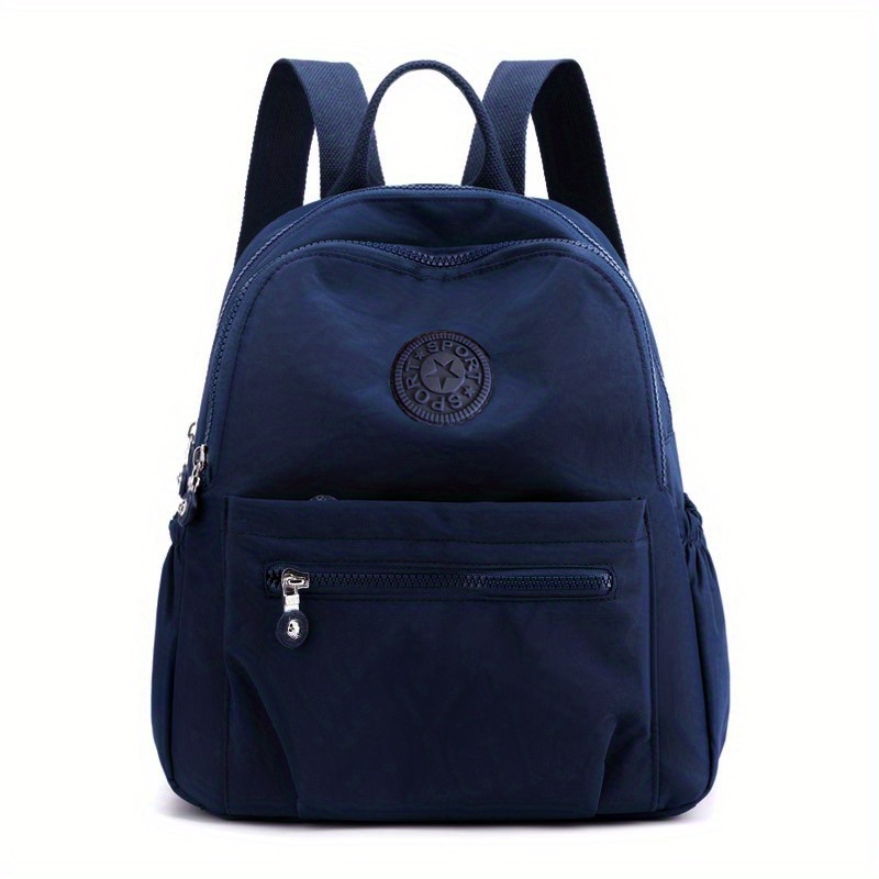 Mochila de nylon de cor sólida, bolsa escolar de viagem leve, mochila moderna para trabalho, bolsa de viagem pode ser pendurada em bagagem: Azul profundo
