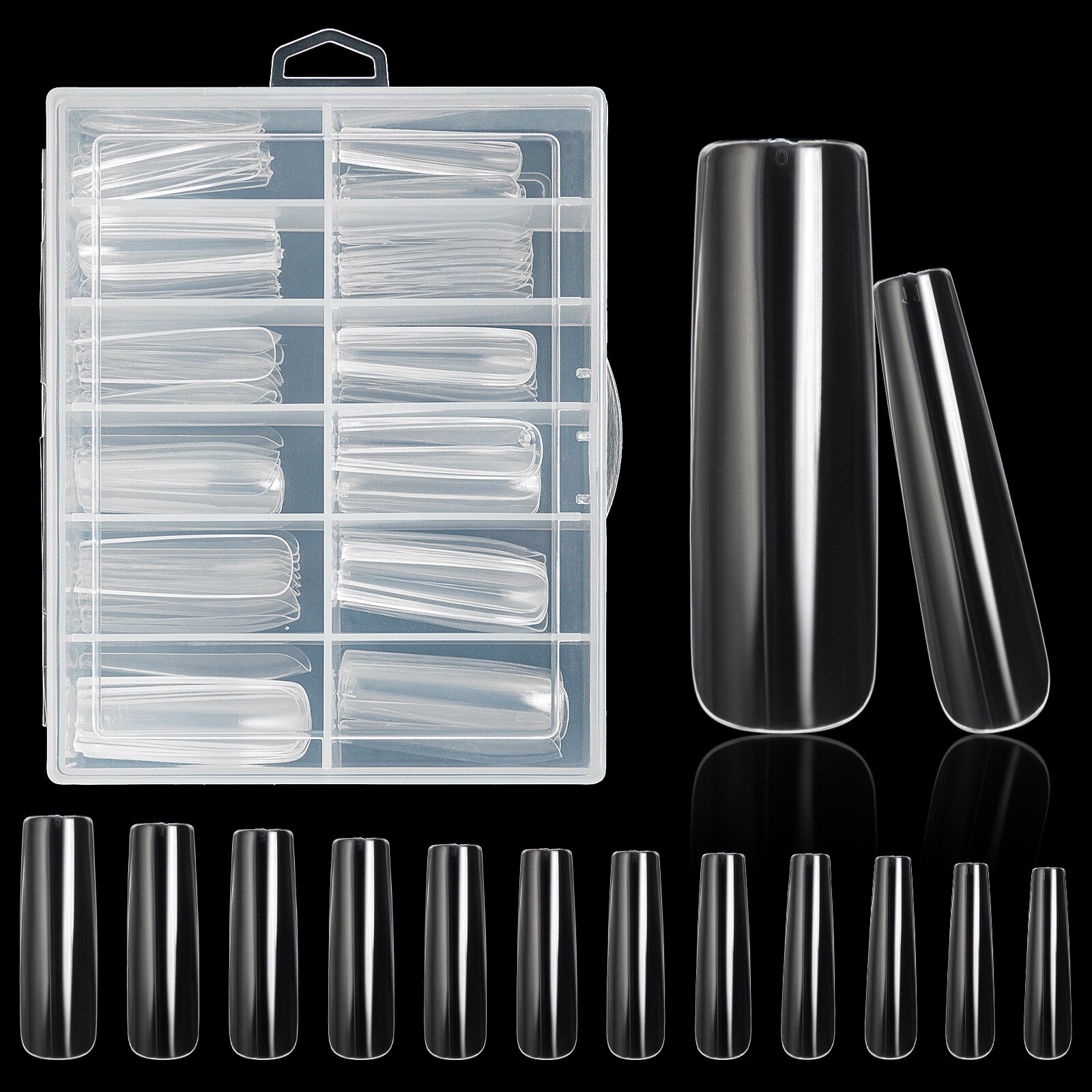 Caixa de caixão xxl para unhas, 120 pçs, 1 caixa, xxl: Clear