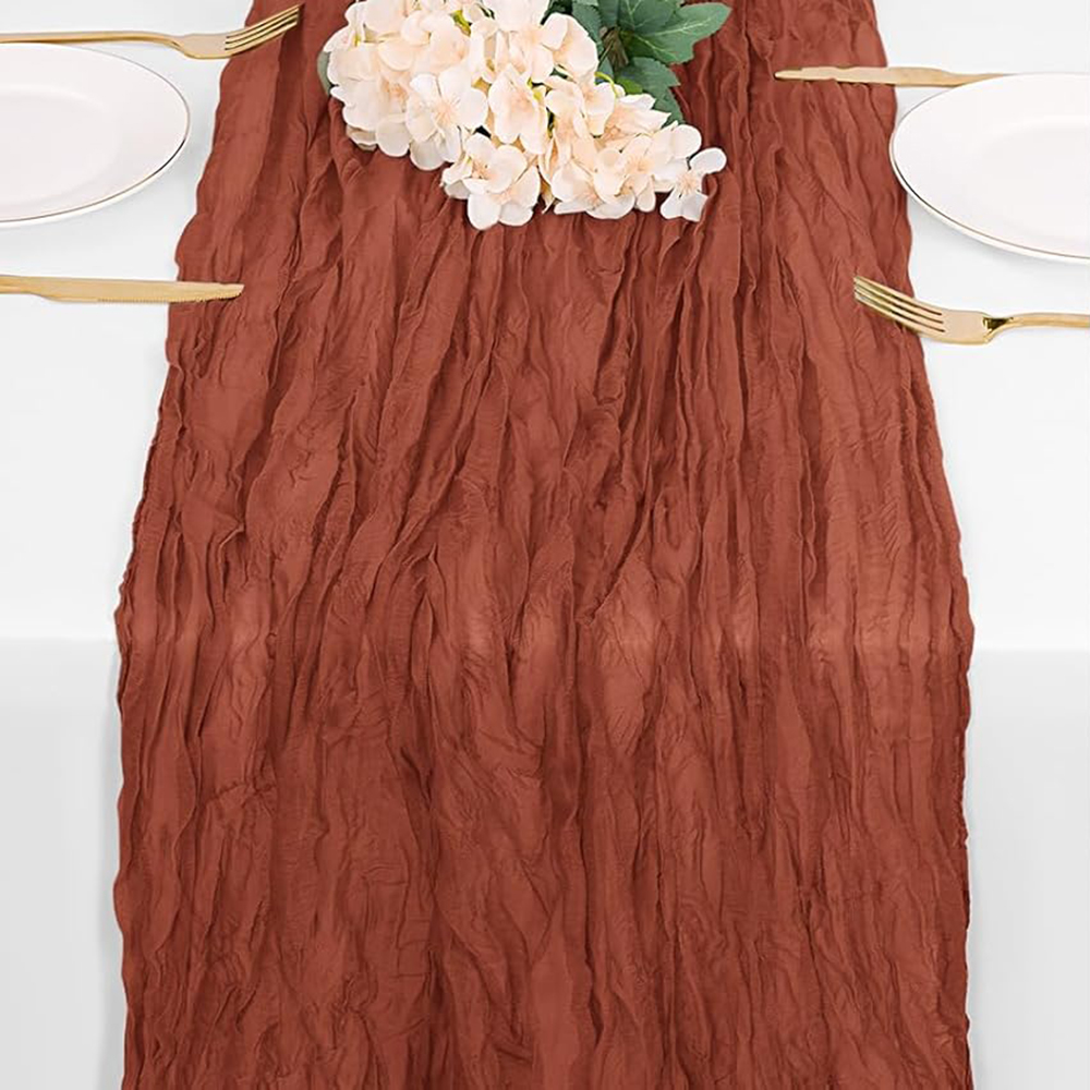 Vinröd bordslöpare ostduk gasväv rustik bohemisk ostduk bordslöpare bröllop möhippa födelsedagsfestdekorationer: 30*220cm / Ljusgrå