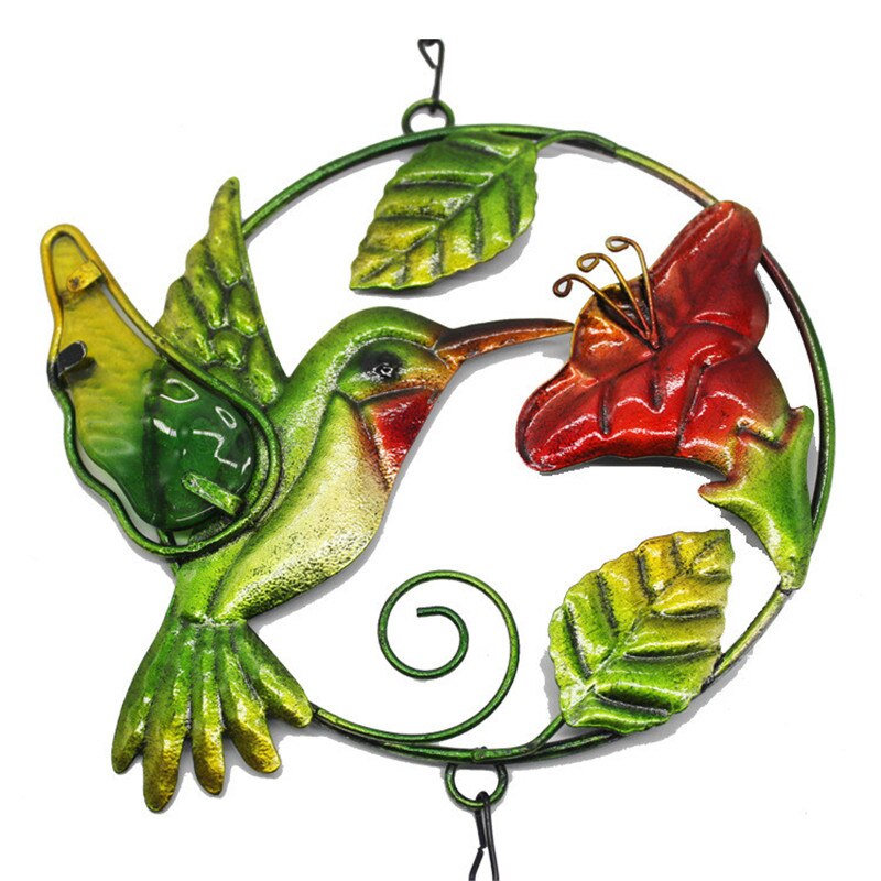 1Pc Smeedijzeren Windgong Ijsvogel Glas Spray Geschilderd Schilderij Ambachten S Haak Pijp Hanger Binnenplaats Balkon Creatieve