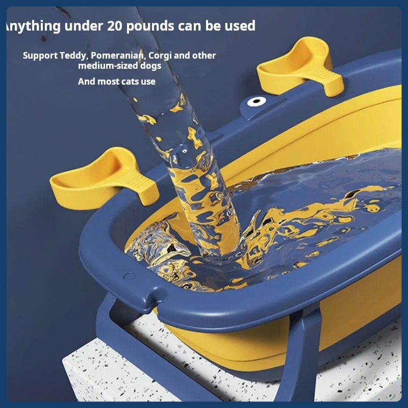 Foldable Pet Bath Tub for Cats Dogs Non Slip Portable Wash Basin Grooming Shower Tub with Anti Escape