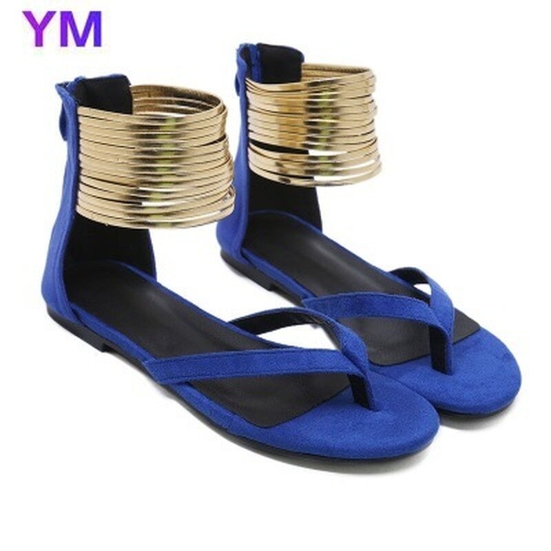 Stil sandaler kvinder flad med hæl sandaler sommer lynlås afslappet klipklapper sandaler peep-toe sandaler str. 35-43