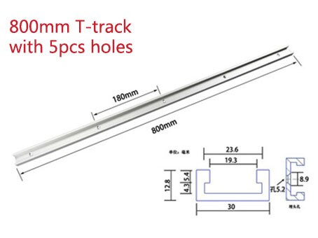 Aluminum alloy T-track groove beveled track and beveled slide and bevel bar slider table saw bevel gauge bar woodworking tool: 800mm Ttrack