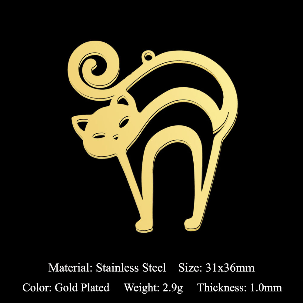 Rvs Geometrische Minimalistische Diy Earring Hanger Charms Angel Wing Ketting Maken Kat Chameleon Dolfijn: Puur Goud Kleur