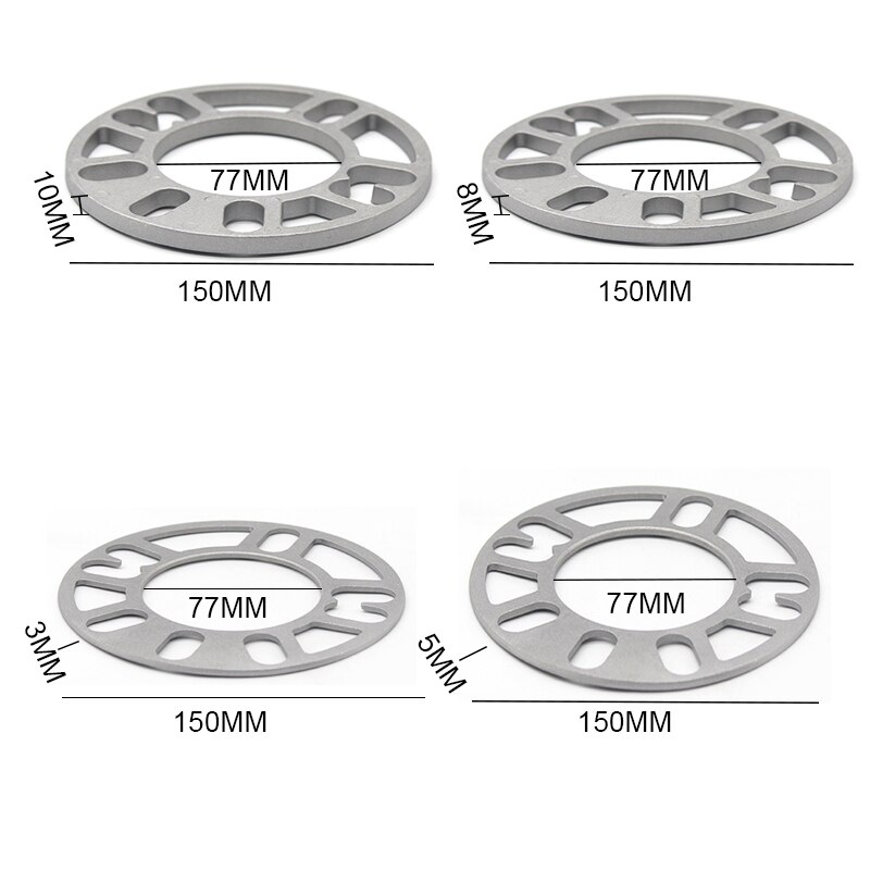 2Pcs Universal Aluminium 4 En 5 Lug Wiel Spacer Shim Auto Wiel Band Spacers Adapter (3mm 5Mm 8Mm 10Mm Spacers)