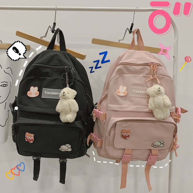 Femminile Rosa Carino Zaino Donne di Scuola di Nylon Impermeabile Zaini per Ragazzi di Grande Capacità Zainetto Harajuku 2020 Nuovo Bookbags