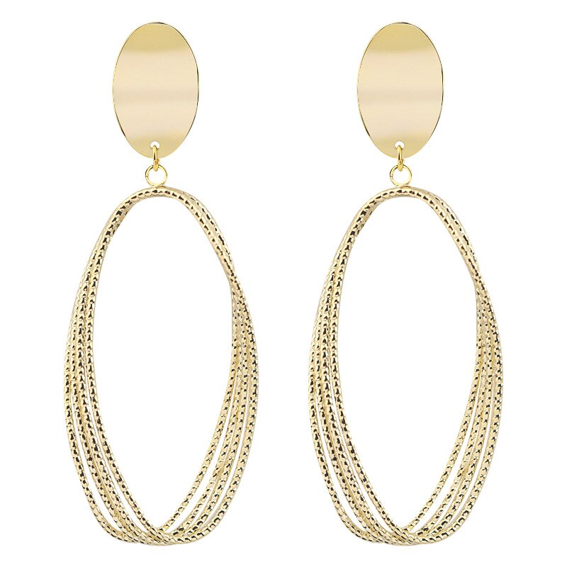 ladies retro classic hoop earrings handmade irregular geometric big pearl earrings wedding party jewelry accessories: Gilded