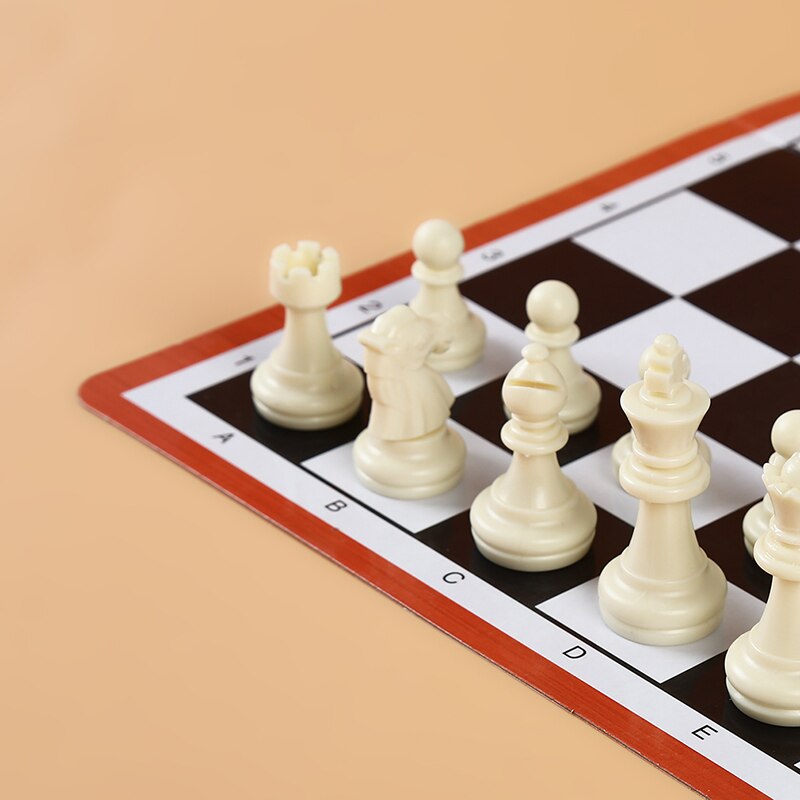 Exquisite Standard Solid Plastic Chess Set Portable Leather Chess Board Children Puzzle Games