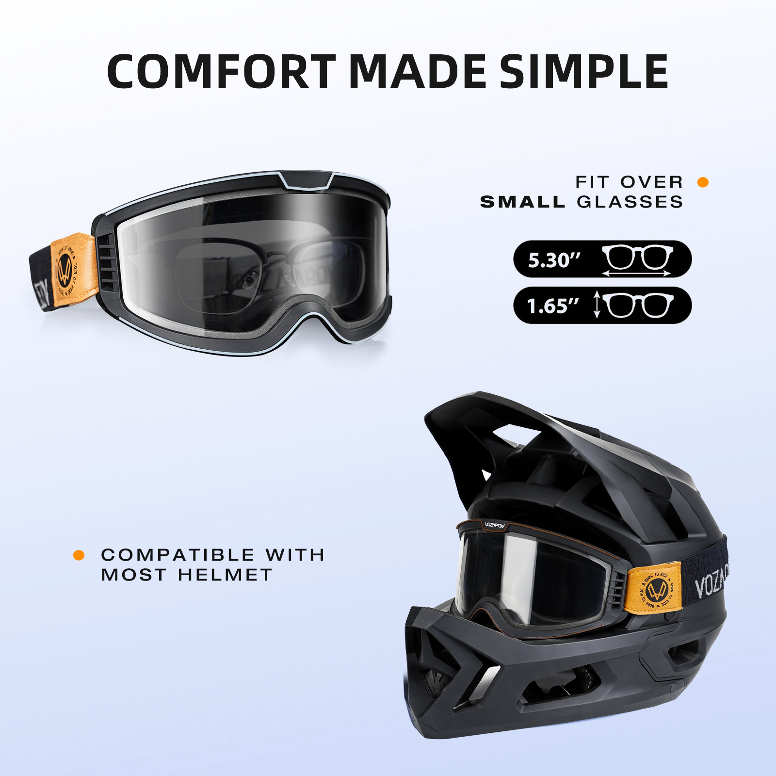 Vozapow Motorcycle Goggles Photochromic 3 IN 1 Retro Cycling Sunglasses Anti-Fog Windproof Polarized Motocross Riding Glasses