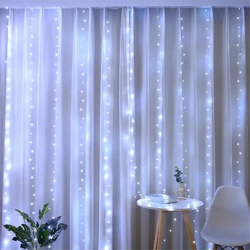 Guirnalda de luces LED para cortina, 8 modos, guirnalda de luces navideñas para exteriores, hogar, boda, de cumpleaños, decoración de jardín: changeable / K