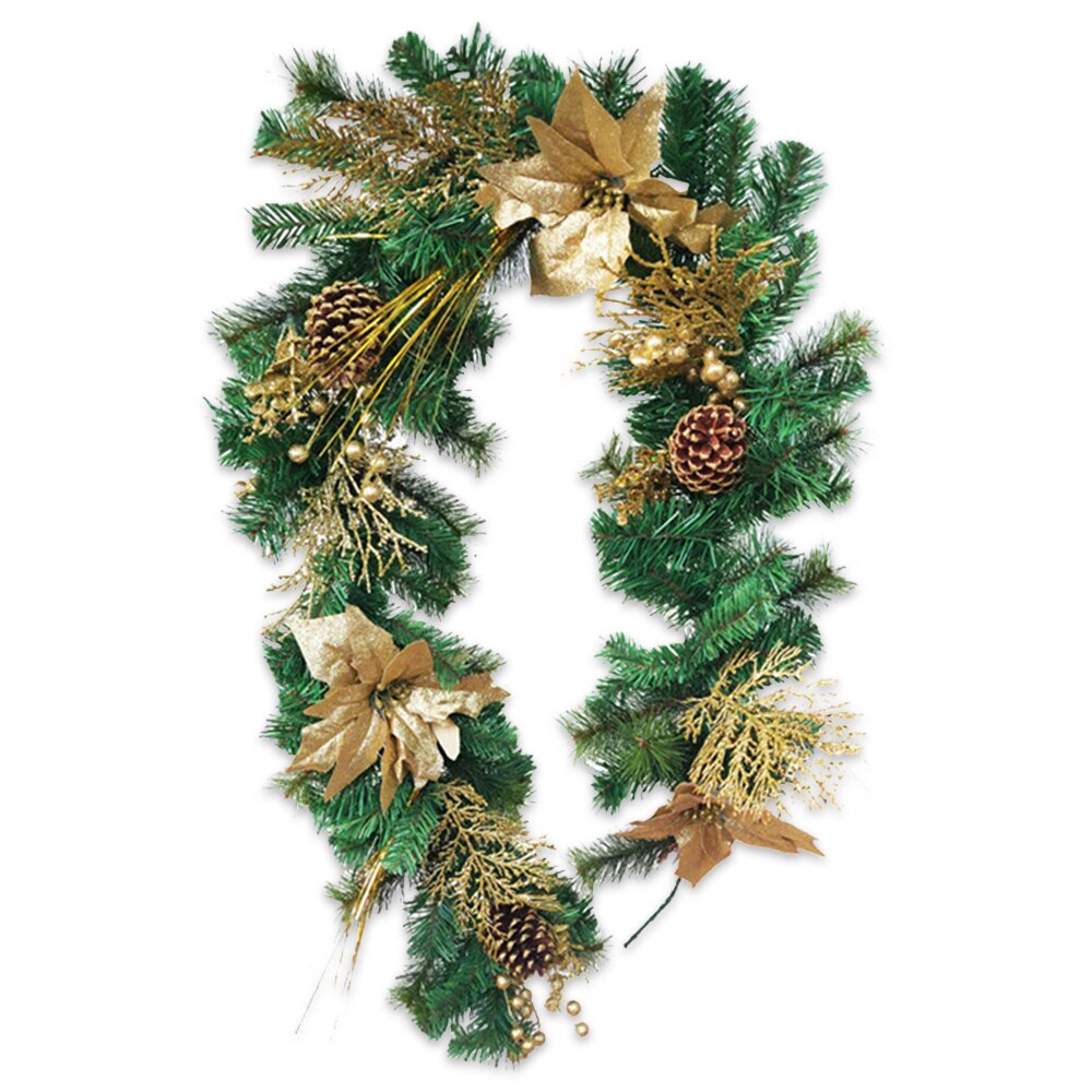 1.9/2.1m Christmas Wreath Christmas Artificial Garland Wreath Green Xmas Home Party Christmas Decor Rattan Hanging Ornament