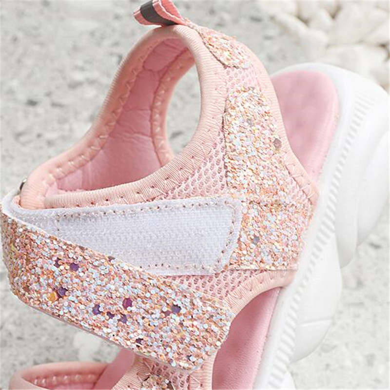 Glitter Sequin Girls Sandals Summer Korean Princess Dress Shoes Little Girls Sweet Children Beach Shoes Girls Shoes