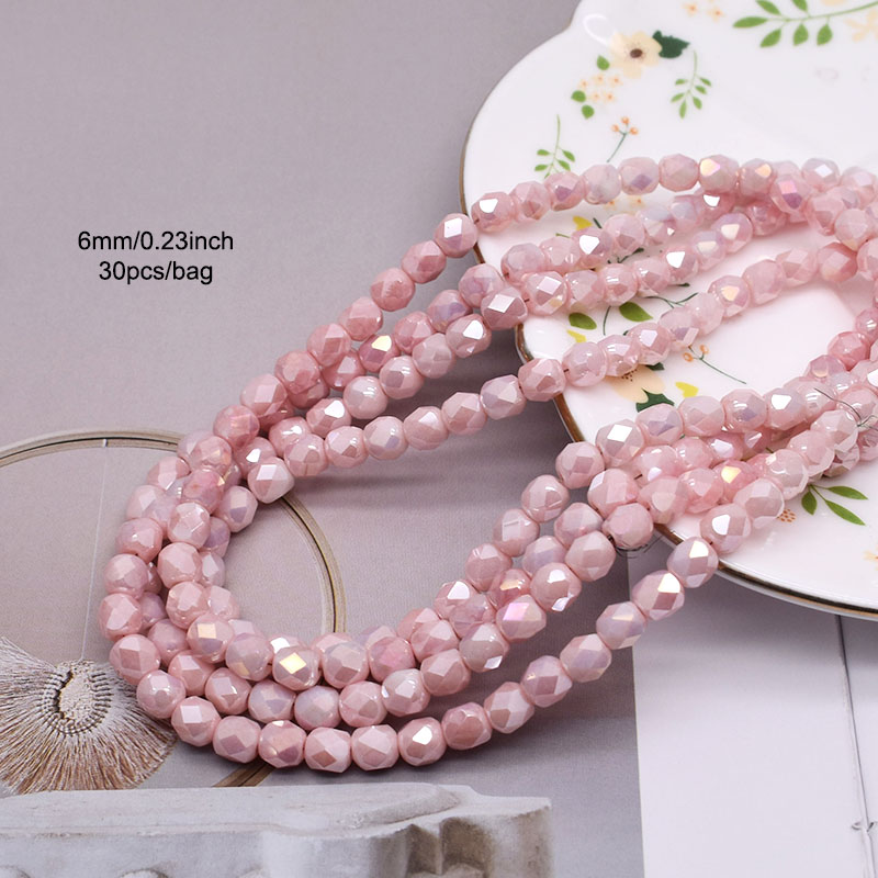 6mm 30 sztuk fasetowane koraliki ze szkła kryształowego 18 fasetowane koraliki w kształcie beczki szklane luźne koraliki dystansowe do tworzenia biżuterii DIY bransoletka: Czerwony