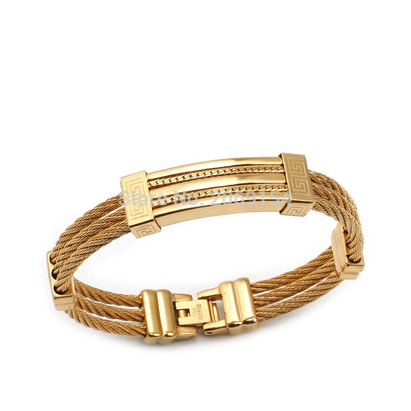Gouden Armband Mode Roestvrij Sieraden Stalen Ketting Link Polsband Titanium Legering Zwart Sieraden