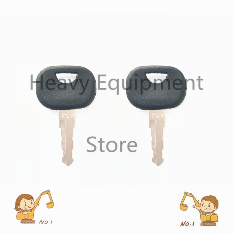 2 Pcs Construction Equipment Ignition key For Atlas Takeuchi NR. 201 Wheel Loader 3643912 Fit TW65 TW80