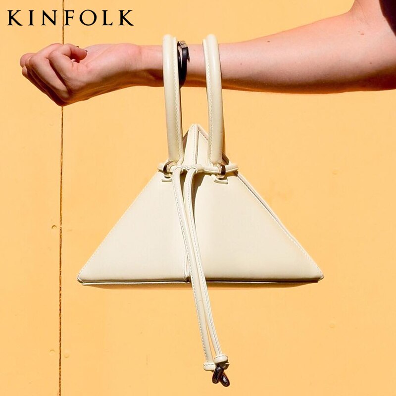 super fire ladies three-dimensional triangle drawstring lemon yellow handbag pyramid dinner bag
