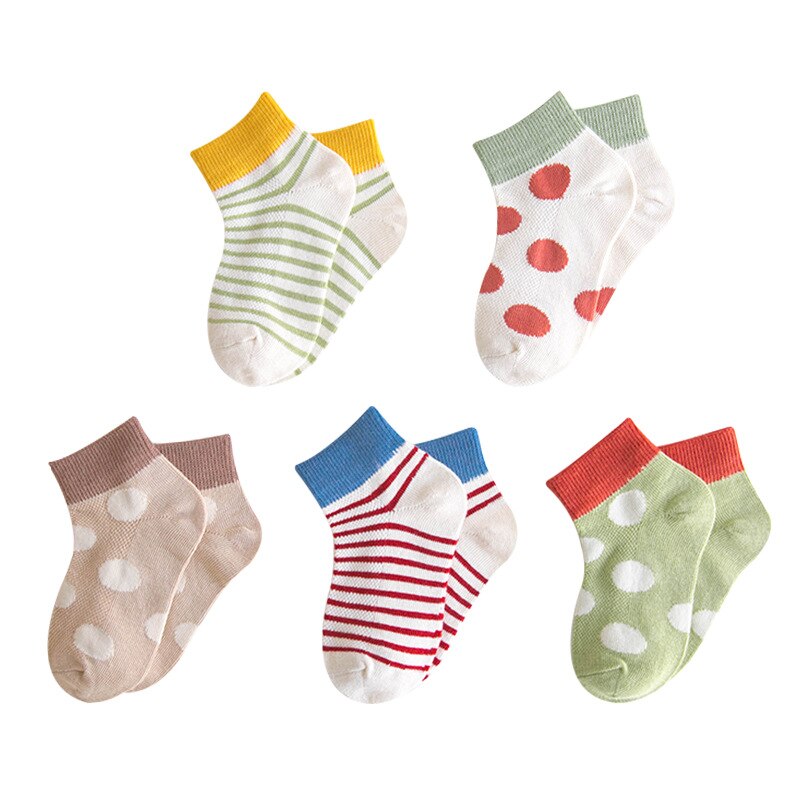 Kinder Socken Kind Jungen Und Mädchen Socken Frühjahr Und Sommer Neue Welle Punkt Streifen Atmungs Schiff Socken Günstige Sachen