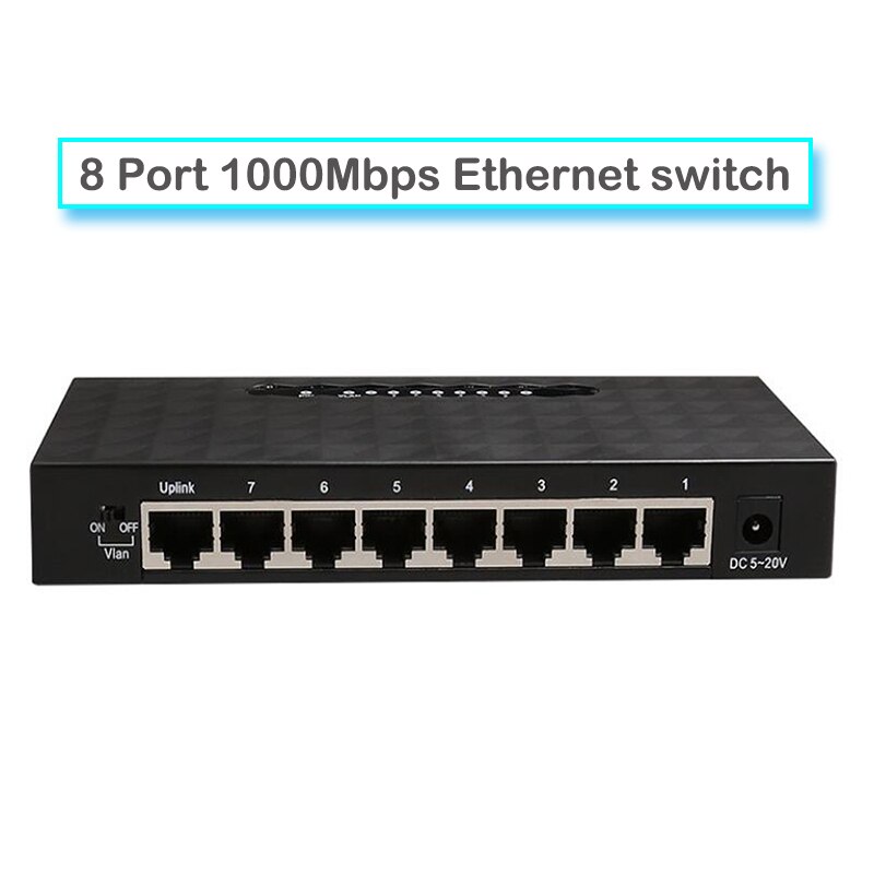 VLAN Ethernet switch gigabit ethernet switch 8-Port 100/1000Mbps Gigabit Switch Hub Full or Half duplex Desktop lan ethernet: 8 Port 1000Mbps