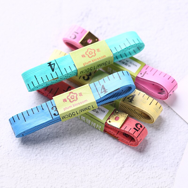 1,5 m, medidor de centímetros de Color aleatorio, costura a medida, cinta métrica, regla plana suave para medir el tamaño, herramientas de joyería corporal