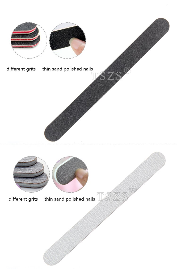 10 stks/partij Grijs zwart Straight 180/240 Schuren Bestand Vierkante Hout Bestand Manicure Acryl UV Gel Nail Art Tool