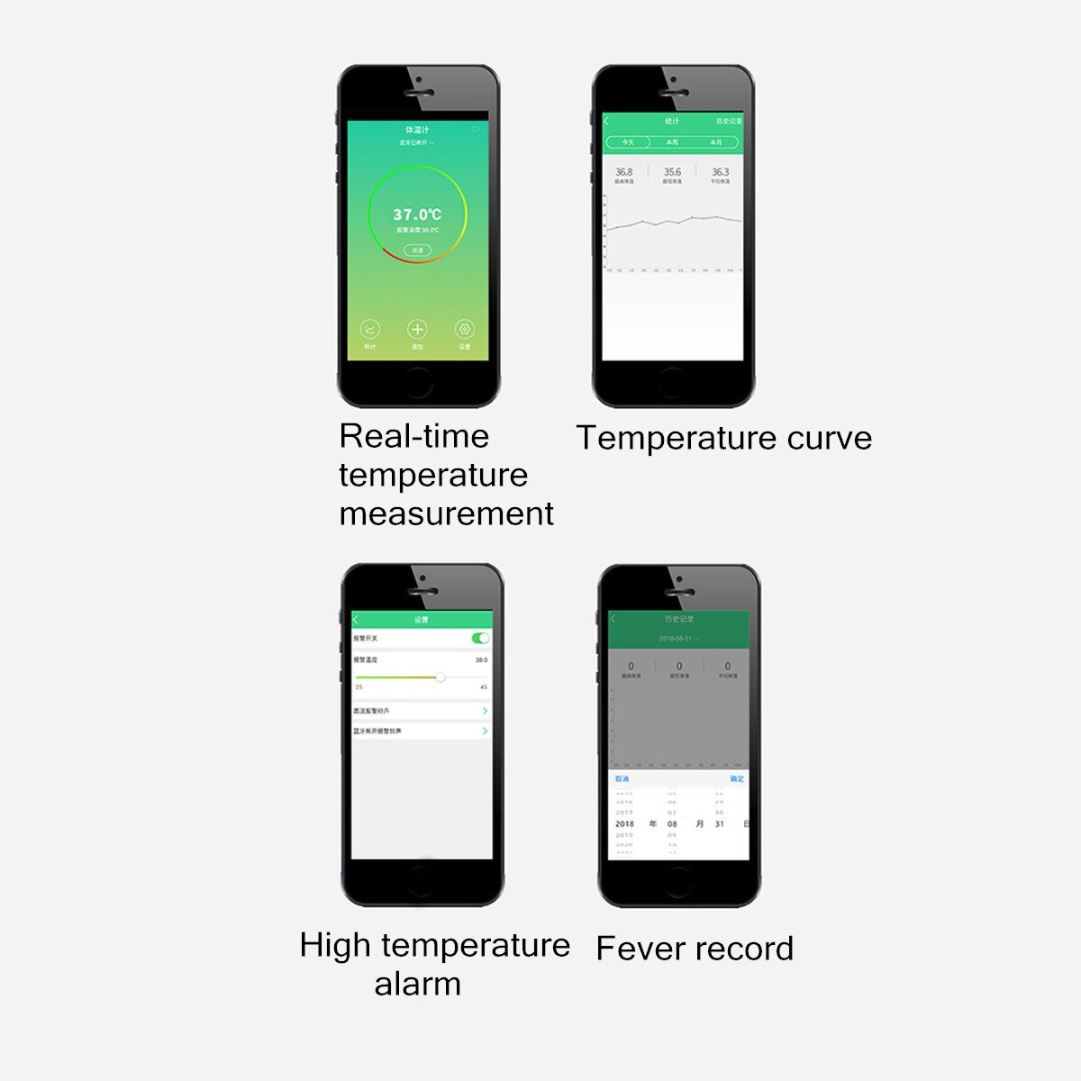 bluetooth Children Kids Thermometer Digital Fever Thermometer Intelligent Thermometer Baby Health Digital Thermometer LCD