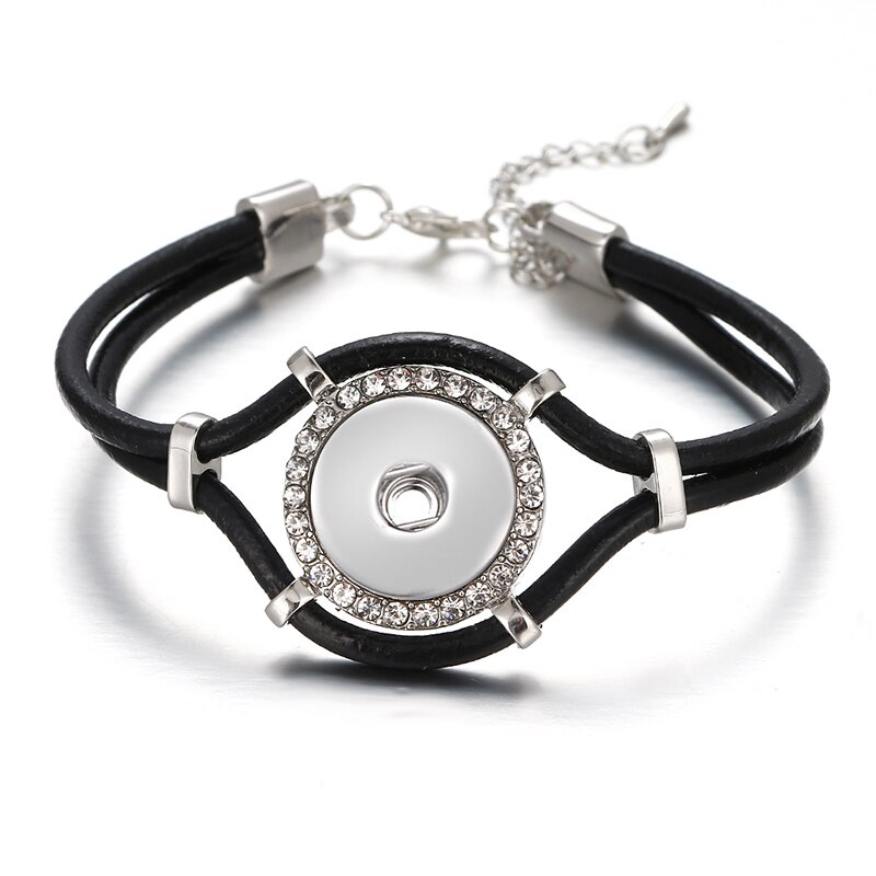 Pulseira de couro preto-vendida 20cm-18mm