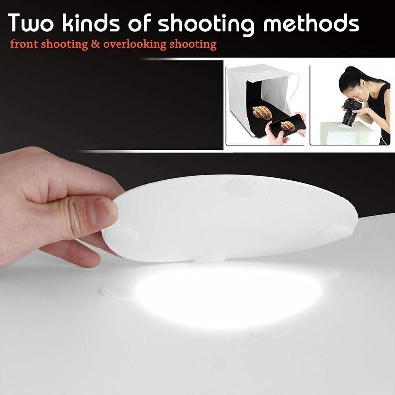 Fotografia dobrável lightbox photo studio softbox led luz kit caixa de tiro com 2 fundo para dslr câmera telefone inteligente