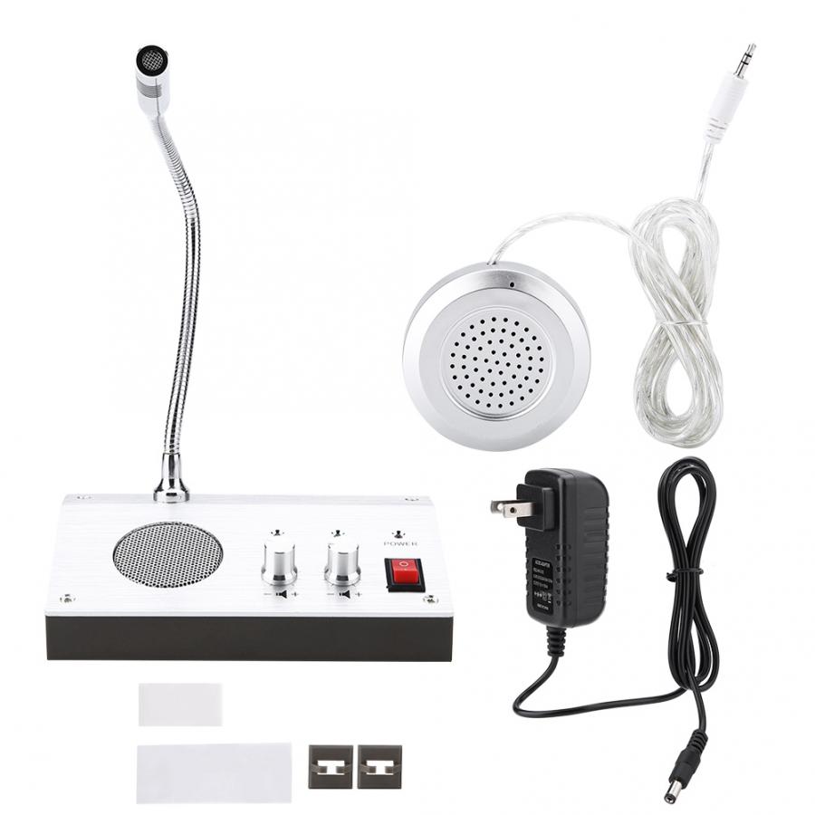 100-240V Dual Way Voice Mic Speaker Intercom Window Counter Interphone for Security Company