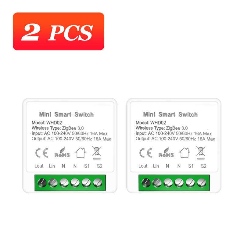 Aubess Tuya Zigbee Smart Switch Hub Gateway Support Two Way Control Remote Control App Work With Smart Life Alexa Google Home: 2pcs