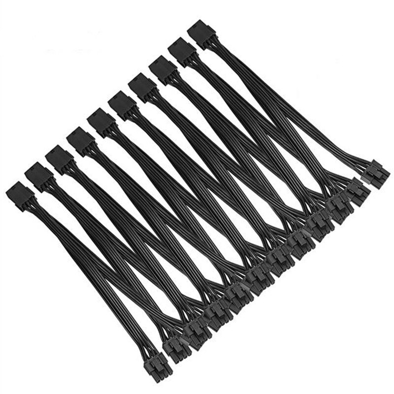 10Pcs 20cm Graphics Card 8 Pin Female to 2X8P(6+2)Pin Extention Power Cable Male PCIe Express 4 Lines Cable Connector: Default Title