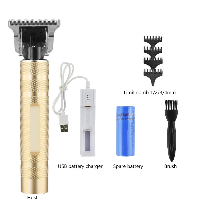 USB Tube en aluminium tête d'huile électrique tondeuse à cheveux ciseaux sculpté sans fil ménage électrique Fader silencieux ensemble de rasoir à cheveux