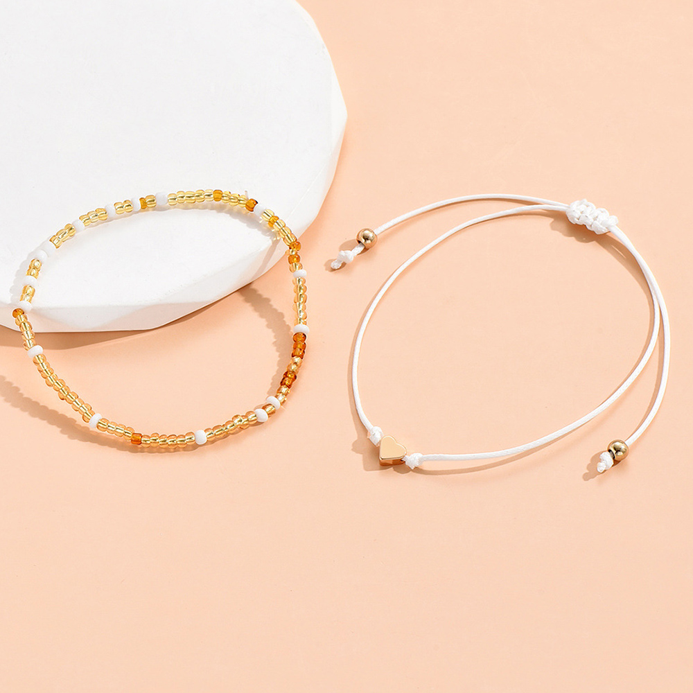 Boho cheville pied perles colorées chaîne été Bracelet coeur pendentif charme cheville sandales pieds nus plage pied bijoux de mariée J027