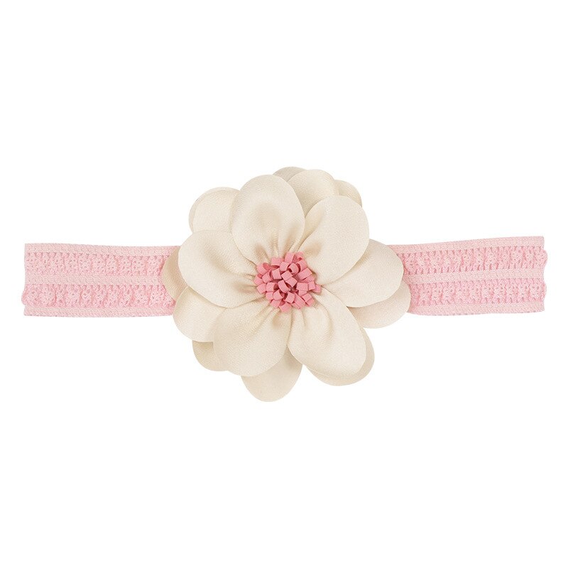 1 Pieces Baby Girl headbands Infant Hair Accessories Newborn Tiara Headwrap Toddlers Bandage Ribbon Flower Headwear: Light Khaki