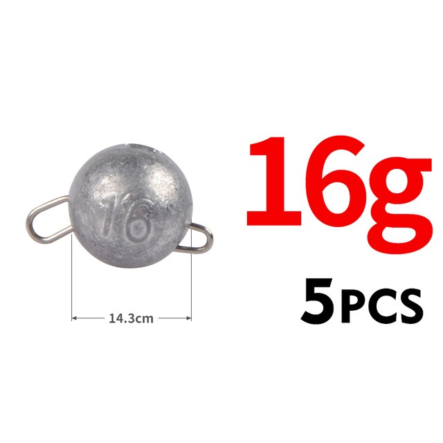 Accessoires de pêche Cheburashka Sinker à tête ronde, poids à puces, leurre souple, groupe Texas, 2g – 18g: 16g 5pcs