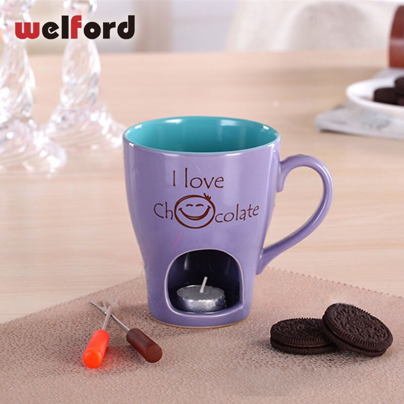 Juego de tazas de cerámica para fondue de chocolate, portavelas de porcelana, recipiente para derretir salsa, calentador de bufé, fuente de queso, fabricante de helados: 04