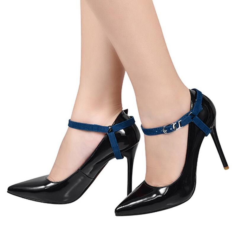 Vrouwen Schoenveters Voor Hoge Hakken Holding Losse Anti-Slip Driehoek Bundel Veters Verstelbare Riem Enkel Tie Bandjes Schoenen Decoratie: Dark Blue