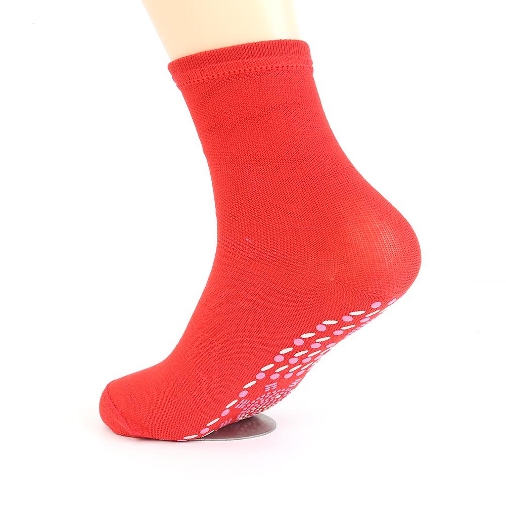 Magnetische Socken Therapie Selbst-Heizung Gesundheit Pflege Socken Turmalin Atmungsaktive Massagegerät Winter Therapie Warme Fuß Pflege Socken: rot