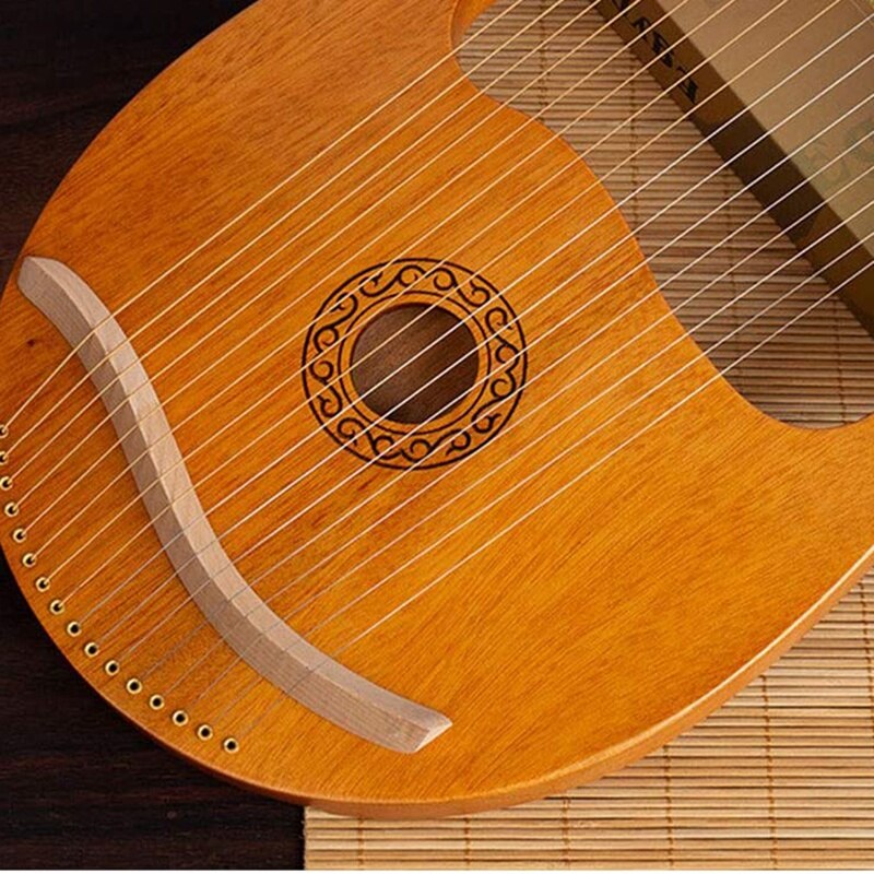 ARPA de Lira de caoba, arpa de cuerda de madera maciza de 16 cuerdas con llave de afinación para amantes de la música principiantes