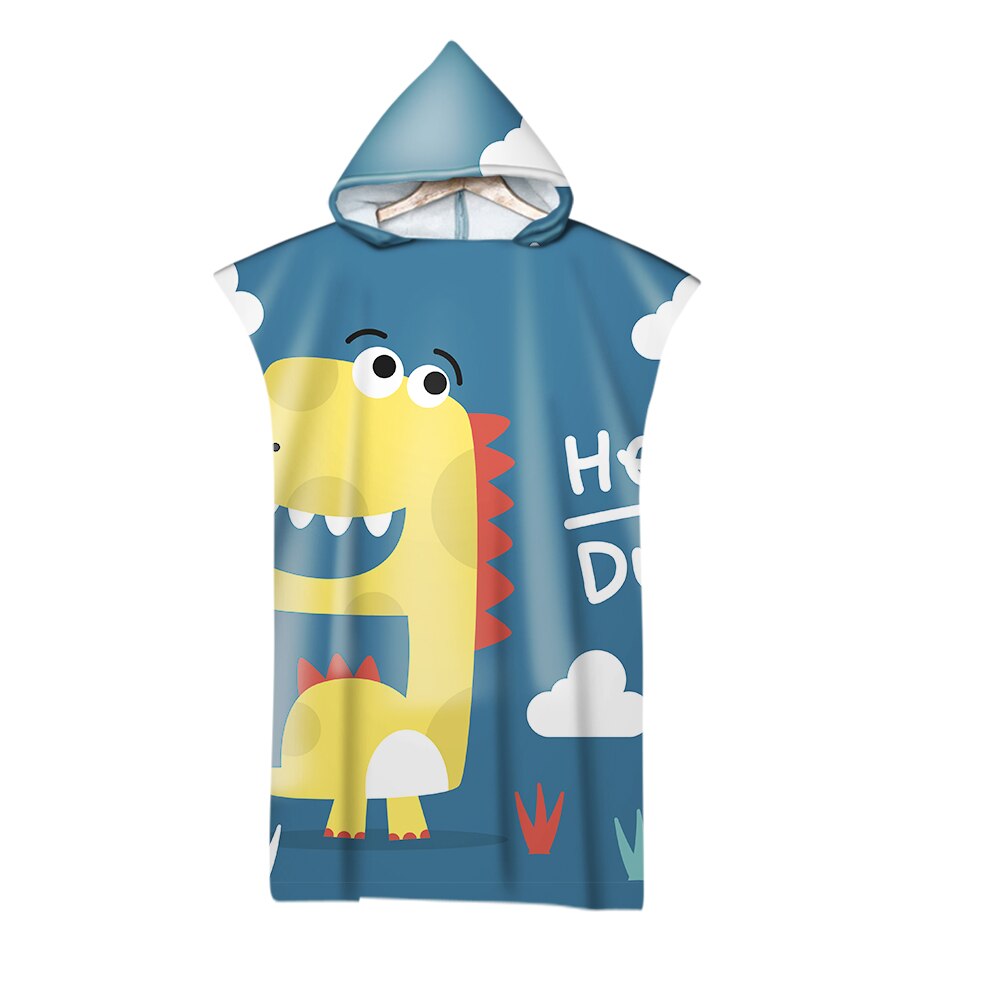 Dinosaur Cartoon Printed Microfiber Beach Towel For Kids Adults Soft Hooded Bath Towels Swimming Cloak: 6