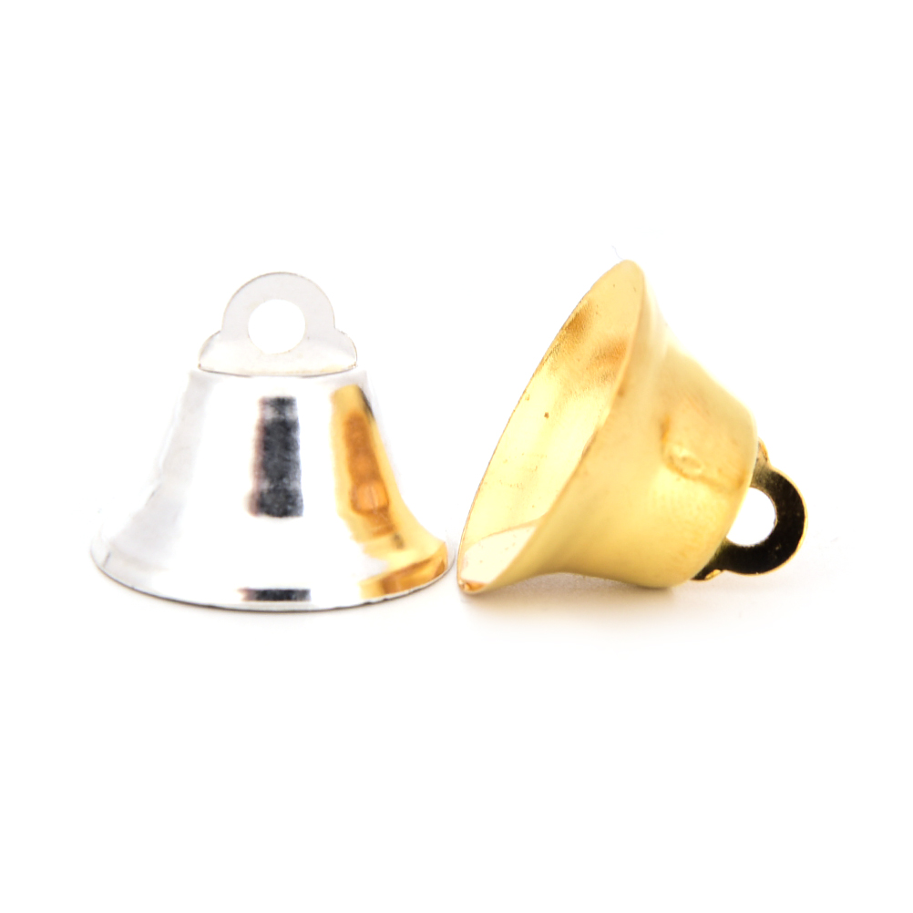 10 Stks/partij 20 Mm Gold/Silver Metal Trompet Bells Voor Kerstboom Opknoping Ornamenten Hangers Decor Wind Chime Accessoires