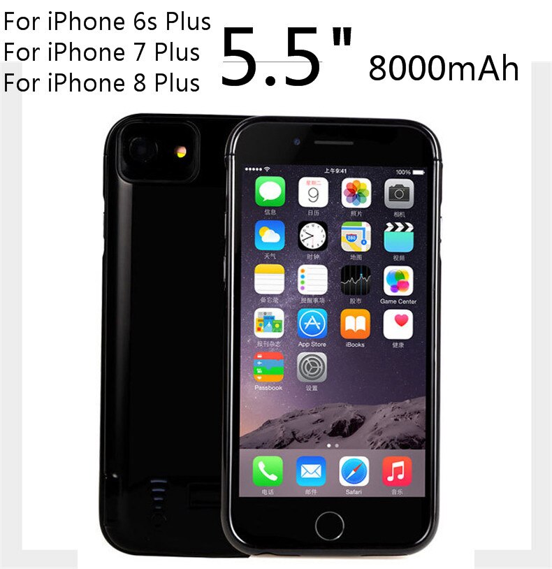 8000mAh Battery Case For iPhone 6 6S 7 8 Plus Backup Power Bank Charging Case For iPhone X 5000mAh Battery Charger Case Cover: i7P Matte Black