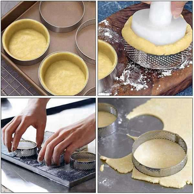 BHBD-Circular Tart Rings Cake Mousse Mold Stainless Steel Fruit Pie Quiches Rings 5 Pack , 6Cm