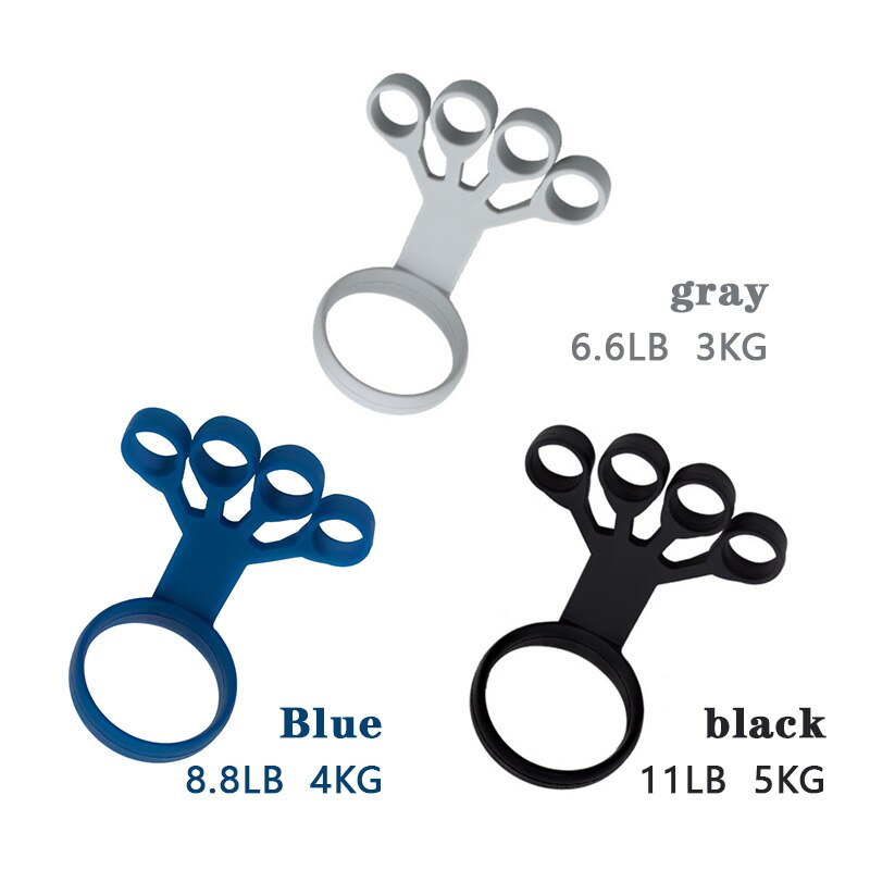 Silicone finger clip strength trainer resistance band hand shake wrist exercise stretching resistance finger trainer exercise fi: new gray blue black