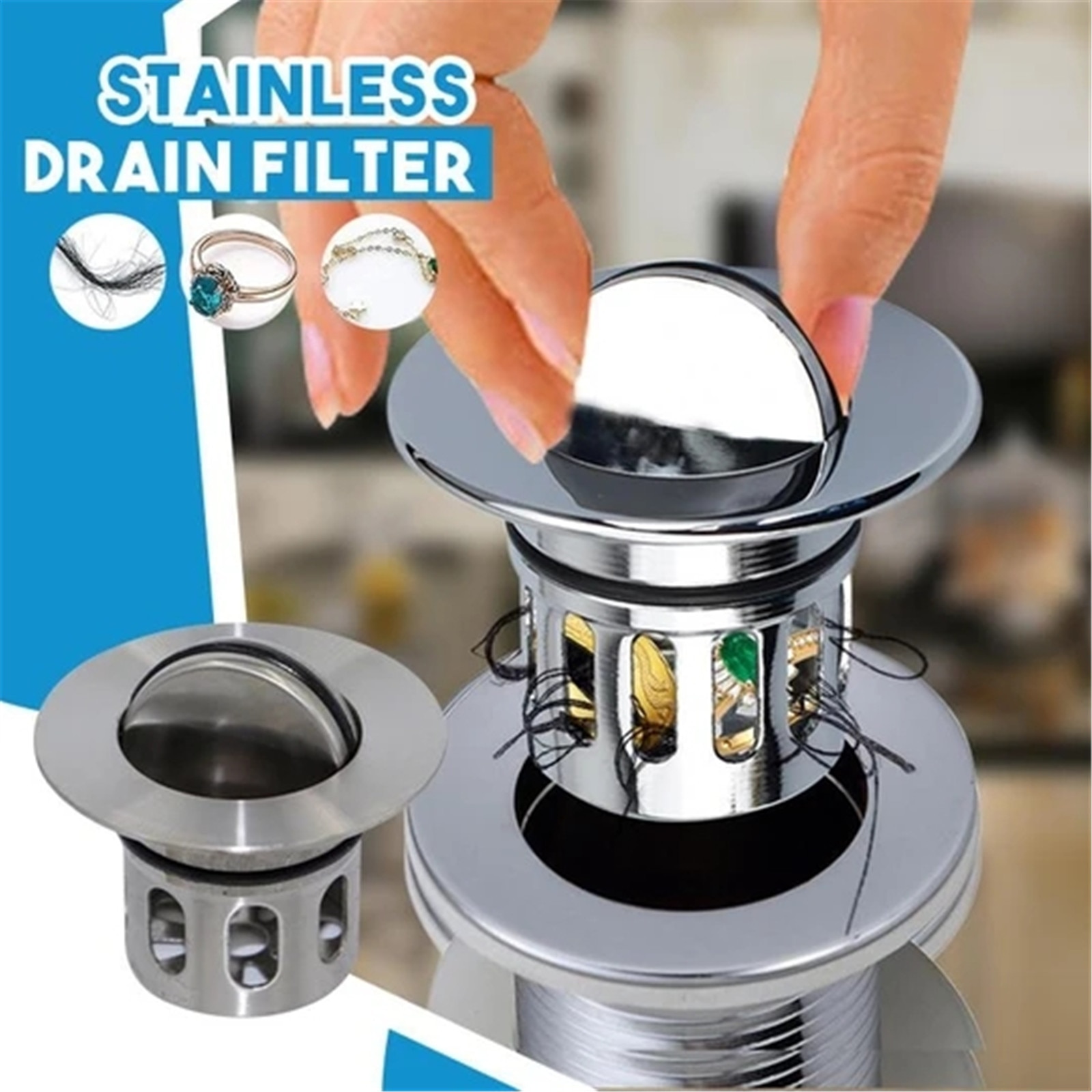 Universal Wash Basin Bounce Drainer Filter Anti-Clogging Bathroom Sink Drainer Upgraded tapon fregadero cocina F Fast Ship