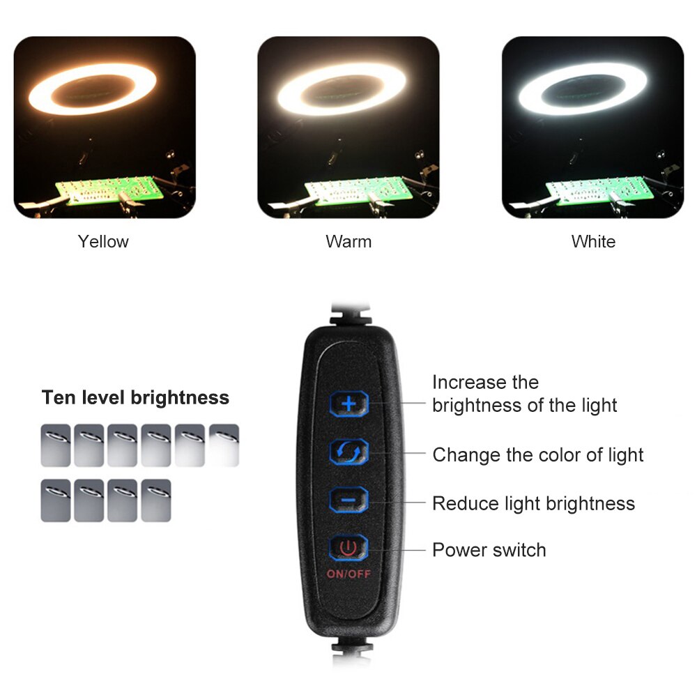 Table Clamp Soldering Helping Hand Third Hand Tool Soldering Station USB 3X Illuminated Magnifier Welding Repair Tool