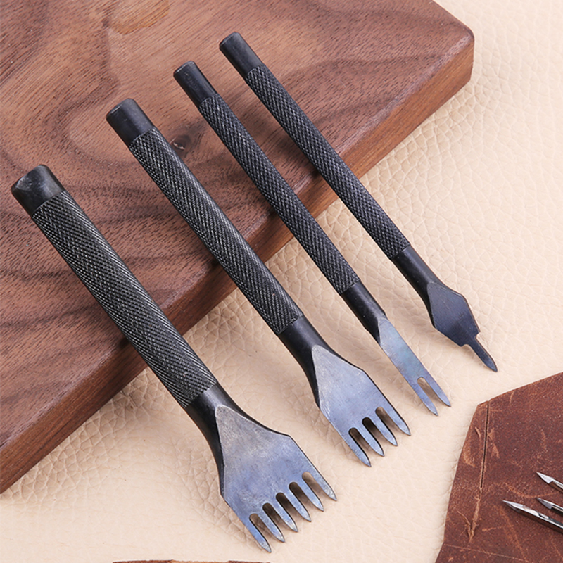 Fenrry 1Pcs Leather Hole Punches 3/4/5/6mm Stitching Punch Tool 1/2/4/6 Prong Spacing Puncher Leather Craft Tools for Belt Punch