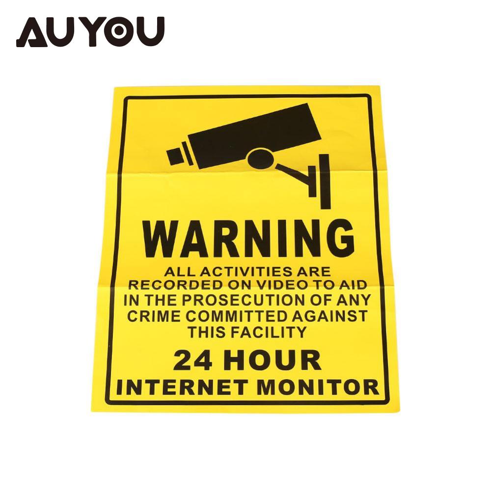 AUYOU Security Surveillance Waarschuwing Teken 24 Uur Monitor Alert Muursticker WATERDICHT