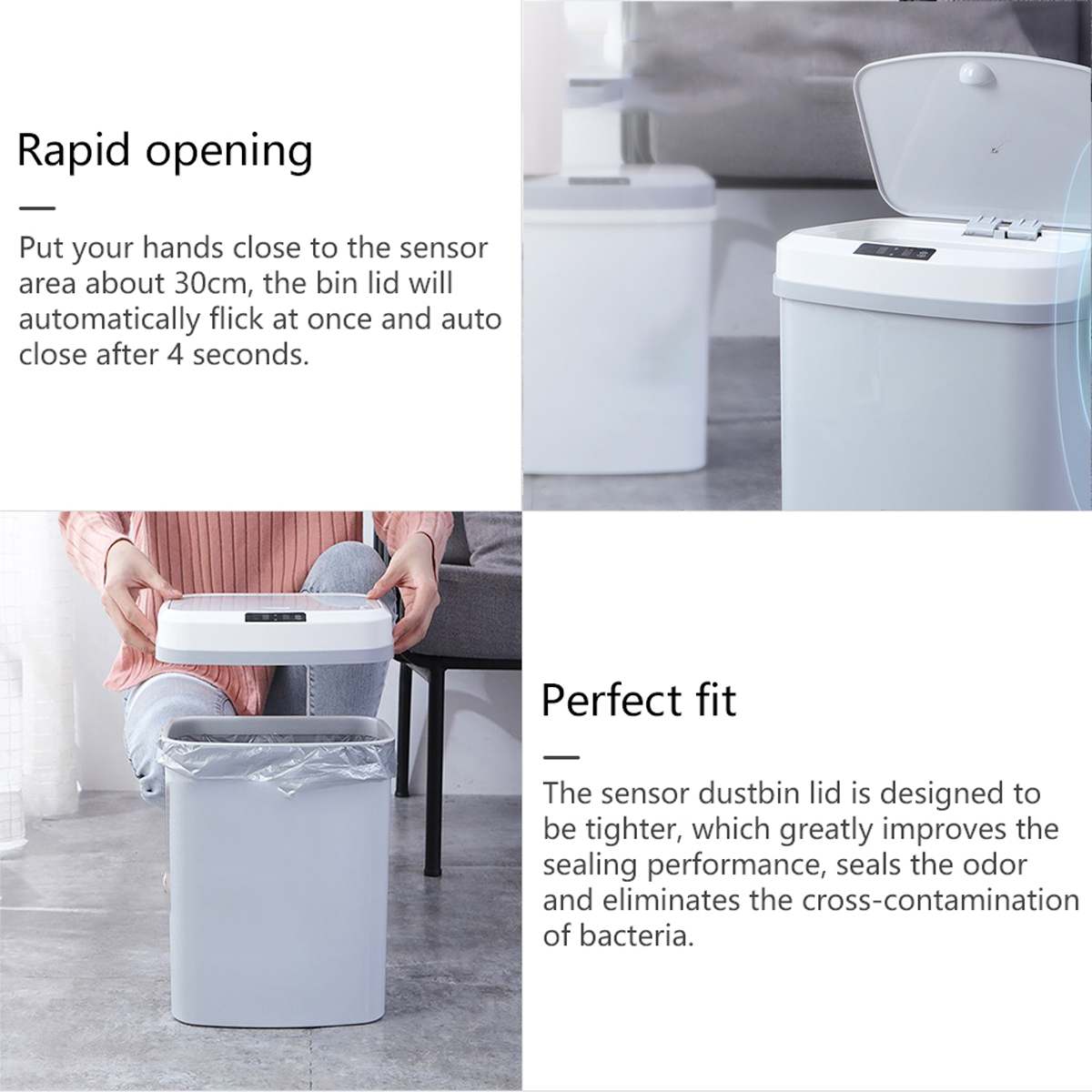 15L Automatic Smart Sensor Dustbin PP Plastic Kitchen Bedroom Energy-Saving Intelligent Sensor Trash Can Household Merchandises